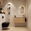 MONDIAZ TURE-DLUX Meuble toilette - 100cm - Washed Oak - EDEN - vasque Glace - position droite - 1 trou de robinet SW1103626