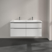 Villeroy & Boch Subway 3.0 meuble sous-lavabo - 130x55x45cm - avec poignée Volcano Black 1 découpe pour siphon panneau de particules Brilliant White SW701044