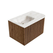 MONDIAZ KURVE-DLUX 75cm Meuble salle de bain avec module 25 D - couleur Walnut - 1 tiroir - 1 porte - vasque GRUNNE gauche - sans trou de robinet - couleur Frappe SW1137407