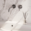 BRAUER Brushed Edition Wastafelmengkraan inbouw - gebogen uitloop links - hendel middel dik - inclusief inbouwdeel - model E 1 - PVD - geborsteld RVS SW374373