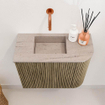 Mondiaz JOYA-DLUX Meuble de toilette 51,6 cm - arrondi droit couleur Dusk - Lavabo FAYE position gauche sans trou de robinet couleur Saba SW1426072