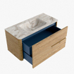 Mondiaz CIRO-DLUX Ensemble de meuble de salle de bains - 100x45x50cm - Vasque solid surface Frappe - 1 bassin au milieu - sans trous de robinet - 2 tiroirs - Chêne SW1530804