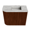 Mondiaz JOYA-DLUX Meuble de salle de bains 51,6cm - arrondi gauche couleur Ruby - Vasque FAYE position Droite 1 trou de robinet couleur Glace SW1423574