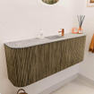Mondiaz JOYA-DLUX 113.2cm meuble de salle de bains - arrondi gauche et droite couleur Dusk - Vasque FAYE position Milieu 1 trou de robinet couleur Glace. SW1423195