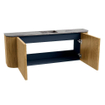 Mondiaz JOYA-DLUX 113.2cm toiletmeubel - ronding links en rechts kleur Oak - Wastafel FAYE positie Midden 1 kraangat kleur Sombra. SW1424300
