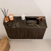 Mondiaz JOYA-DLUX 71.6cm toiletmeubel - ronding links kleur Walnut - Wastafel FAYE positie Rechts 1 kraangat kleur Lava. SW1422464