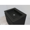 Basic Bella Meuble salle de bains avec lavabo acrylique Noir avec armoire toilette 1 porte gris 60x55x46cm sans trous de robinet Noir mat SW491906