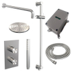 BRAUER Brushed Edition Regendoucheset inbouw - hoofddouche 20cm - gladde knop - inclusief inbouwdeel - handdouche staaf 1 stand - glijstang - PVD - geborsteld RVS SW538419