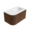 MONDIAZ KURVE 75cm Meuble salle de bain avec module 25 G - couleur Walnut - 1 tiroir - 1 porte - vasque GRUNNE droite - 1 trou de robinet - Talc SW1138229