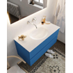 Mondiaz VICA ensemble de meuble de salle de bain - 100cm - meuble sous-vasque jeans - 2 tiroirs - lavabo moon milieu - sans trou de robinet - miroir LED - version XL 60cm de haut SW1098195