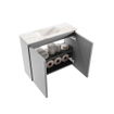 MONDIAZ TURE-DLUX Meuble de toilette 60cm Plata. Lavabo EDEN Frappe position milieu. Avec 1 trou de robinet. SW1102959