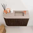 Mondiaz JOYA-DLUX 61.6cm toiletmeubel - ronding links kleur Walnut - Wastafel FAYE positie Rechts 1 kraangat kleur Saba. SW1424663