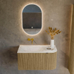 Mondiaz KURVE-DLUX Ensemble de meubles de salle de bains - 85x46x40cm - 1 tiroir - 1 porte - lavabo solid surface - gauche - sans trou de robinet - Dusk SW1414981