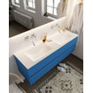 Mondiaz VICA ensemble de meuble de salle de bain - 150cm - meuble sous-vasque jeans - 2 tiroirs - lavabo cloud double - sans trou de robinet version XL 60cm de haut SW1091007