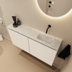 MONDIAZ TURE-DLUX Meuble toilette - 100cm - Talc - EDEN - vasque Opalo - position droite - sans trou de robinet SW1104167