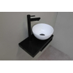 Proline Pack lave-mains 40x23cm avec vasque en céramique blanc brillant droite, plan noir et robinet, siphon et bonde noir mat SW536626