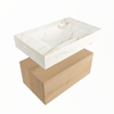 Mondiaz ALAN-DLUX Ensemble de meuble - 70cm - meuble Washed Oak mat - 1 tiroir - Lavabo Cloud Frappe suspendu - vasque Centre - 1 trou de robinet SW808512