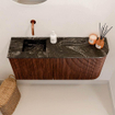 Mondiaz JOYA-DLUX 91.6cm toiletmeubel - ronding rechts kleur Ruby - Wastafel FAYE positie Links Zonder kraangat kleur Lava. SW1423668