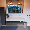 Mondiaz ALAN-DLUX Ensemble de meuble - 150cm - meuble Dark grey mat - 2 tiroirs - Lavabo Cloud Opalo suspendu - vasque Gauche et droite - 0 trous de robinet SW806310