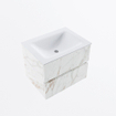 Mondiaz VICA ensemble de meuble de salle de bain - 60cm - meuble sous-vasque carrara - 2 tiroirs - lavabo cloud milieu - sans trous de robinet - version haute de 60cm - talc SW1084933