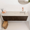 Mondiaz JOYA-DLUX 111.6cm toiletmeubel - ronding links kleur Walnut - Wastafel FAYE positie Rechts Zonder kraangat kleur Opalo. SW1426207