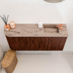 Mondiaz JOYA-DLUX Meuble de toilette 91,6cm - arrondi gauche couleur Ruby - Lavabo FAYE position droite 1 trou de robinet couleur Arena SW1425302