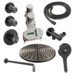 Brauer Gunmetal Edition Ensemble de douche pluie encastré - douche principale 30cm - bras mural - avec partie encastrable - boutons lisses - douchette ronde 3 fonctions - PVD - gunmetal brossé SW715931