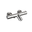 Fortifura Calvi Thermostatische badkraan - ronde handdouche - handdouchehouder - gladde doucheslang - PVD - Geborsteld RVS SW811974