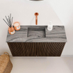 Mondiaz JOYA-DLUX 70cm meuble de salle de bains - couleur Walnut - Vasque FAYE position Milieu Sans trou de robinet couleur Sombra. SW1424729