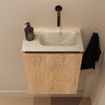 MONDIAZ TURE-DLUX Meuble toilette - 40cm - Washed Oak - EDEN - vasque Ostra - position droite - sans trou de robinet SW1105109