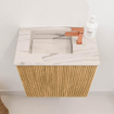 Mondiaz JOYA-DLUX 40cm toiletmeubel - kleur Oak - Wastafel FAYE positie Links 1 kraangat kleur Nata. SW1423978