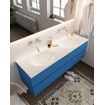 Mondiaz VICA ensemble de meuble de salle de bain - 150cm - meuble sous-vasque jeans - 4 tiroirs - lavabo moon double - sans trou de robinet - miroir LED - version XL 60cm de haut SW1098304