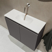 MONDIAZ TURE Kit lave-mains - 60x23x50cm - 0 trous de robinet - 2 portes - gris foncé mat - Lavabo centré - Acrylique Blanc SW474925
