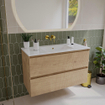 Saniclass Holz Atelier Badkameronderkast - 100x45x60cm - 2 lades - Eiken natural SW1420804