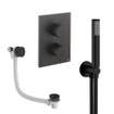 Crosswater MPRO Handdoucheset - 2 hendels - badafvoer - handdouche - mat zwart SW1472550