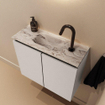 MONDIAZ TURE-DLUX Meuble toilette - 60cm - Linen - EDEN - vasque Glace - position centrale - 1 trou de robinet SW1103368