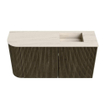Mondiaz JOYA-DLUX Meuble de salle de bains 81,6cm - arrondi gauche couleur Shadow - Vasque FAYE position Droite 1 trou de robinet couleur Meli SW1424906