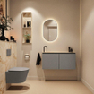 MONDIAZ TURE-DLUX Meuble toilette - 100cm - Smoke - EDEN - vasque Frappe - position gauche - 1 trou de robinet SW1103052