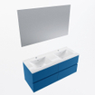 Mondiaz VICA ensemble de meuble de salle de bain - 120cm - meuble sous-vasque jeans - 4 tiroirs - lavabo denia double - 2 trous de robinet - couleur Blanc Brillant - miroir LED - version XL 60cm de haut SW1091932