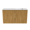 Mondiaz JOYA 70cm toiletmeubel - kleur Oak - Wastafel FAYE positie Rechts 1 kraangat kleur Talc. SW1421103