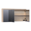 Saniclass Massief eiken Spiegelkast - 140x70x15cm - 3 links/rechtsdraaiende spiegeldeur - doorlopende lamel - geborsteld hout white oak SW371816