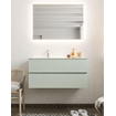 Mondiaz VICA ensemble de meuble de salle de bain - 100cm - meuble sous-vasque gris - 2 tiroirs - lavabo cloud gauche - 1 trou de robinet - miroir LED - version XL 60cm de haut SW1098108