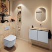 MONDIAZ TURE-DLUX Meuble toilette - 80cm - Clay - EDEN - vasque Frappe - position droite - sans trou de robinet SW1102708