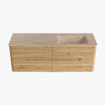 Mondiaz CIRO-DLUX Ensemble de meubles de salle de bains - 140x45x50cm - lavabo en solid surface Saba - 1 vasque à droite - sans trous de robinet - 4 tiroirs - Chêne SW1531186