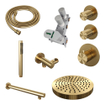 BRAUER Stripe Thermostatische Inbouw Regendouche - SET 01 - 25cm douchekop - rechte muurarm - staaf handdouche - doucheslang - wandaansluitbocht - goud geborsteld PVD SW1434832