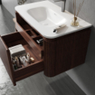 Royal Plaza Terra Edge Badkamermeubelset - 80x44.7x46cm - solid surface topblad wit mat - 2 lades - kastanje (walnoot) SW1471955