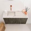 Mondiaz JOYA-DLUX Meuble de salle de bains 70cm - couleur Shadow - Vasque FAYE position Gauche Sans trou de robinet couleur Nata. SW1424960
