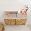 Mondiaz JOYA-DLUX 60cm toiletmeubel - kleur Oak - Wastafel FAYE positie Links 1 kraangat kleur Saba. SW1424161