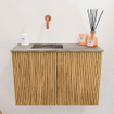 Mondiaz JOYA-DLUX 60cm toiletmeubel - kleur Oak - Wastafel FAYE positie Links Zonder kraangat kleur Oza. SW1424077
