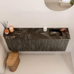 Mondiaz JOYA-DLUX Meuble de salle de bains - arrondi gauche couleur Shadow - Vasque FAYE position Droite 1 trou de robinet couleur Lava SW1422900